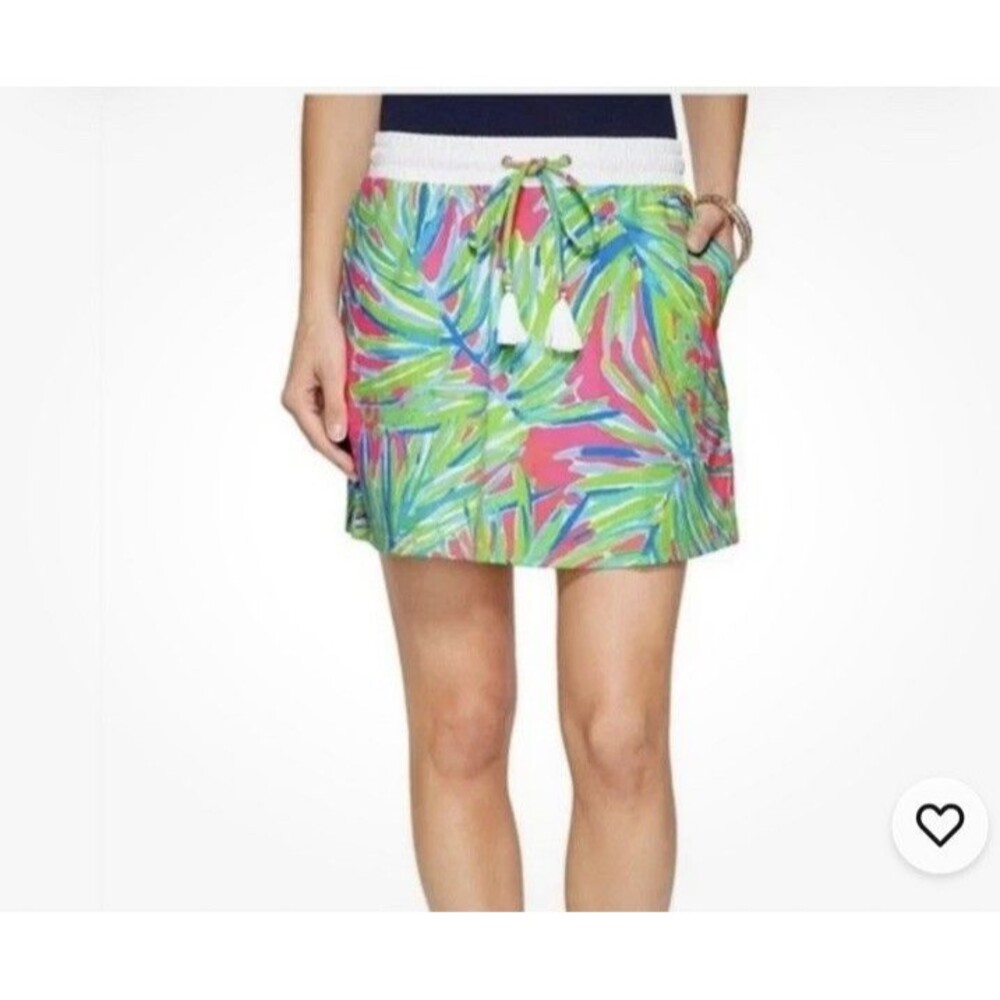 Lilly Pulitzer Zia Pink Green Vibrant Terry Skirt Size XL ~ EUC pockets Tropical